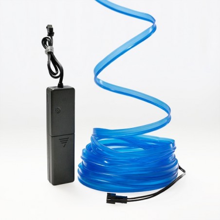 Blaues Neonkabel 5m mit Batteriegehäuse und Tonabnehmer