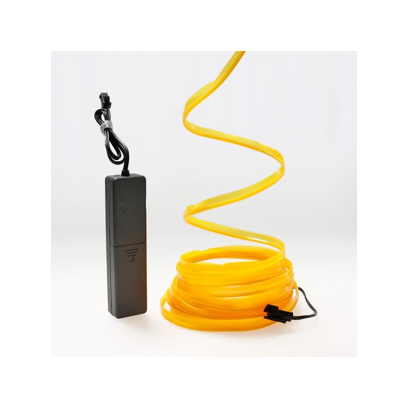 Cable cable luminoso para ropa amarillo 5m con caja de batería del sensor de sonido