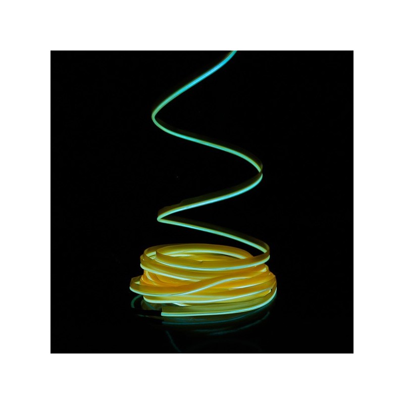 Cable cable luminoso para ropa amarillo 5m con caja de batería del sensor de sonido
