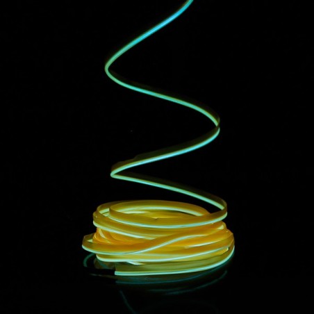 Cable cable luminoso para ropa amarillo 5m con caja de batería del sensor de sonido