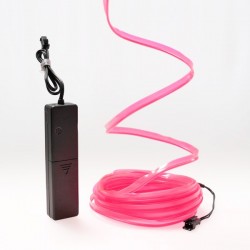 Fil néon collerette rose 5m avec boîtier piles capteur de son