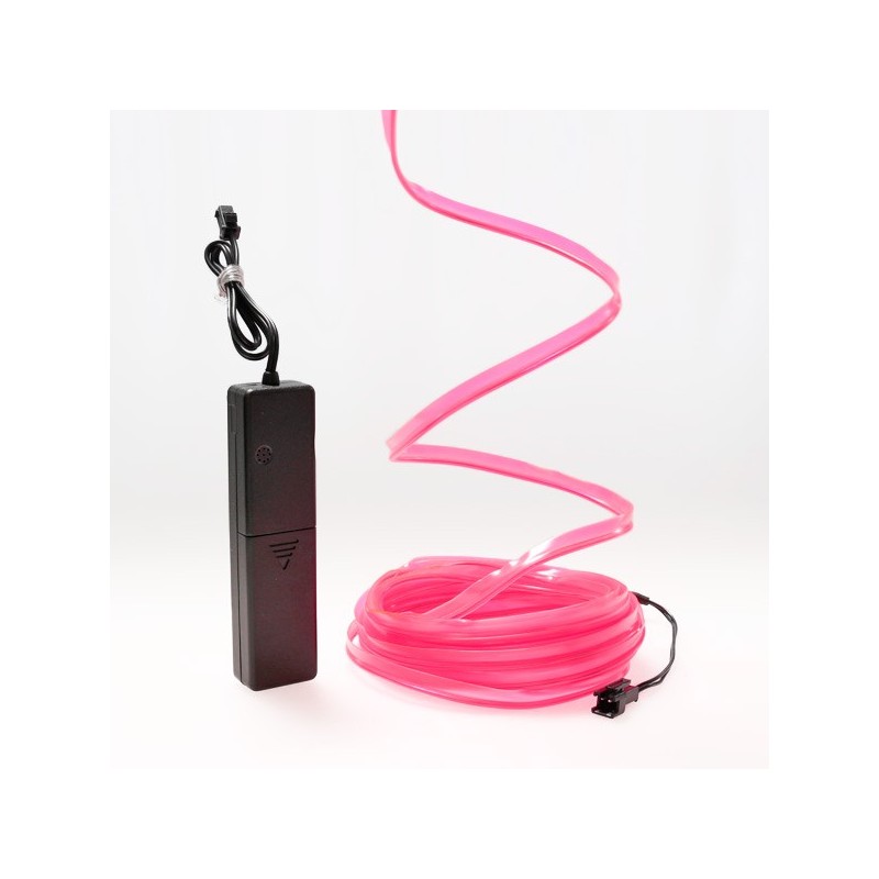 Fil néon collerette rose 5m avec boîtier piles capteur de son