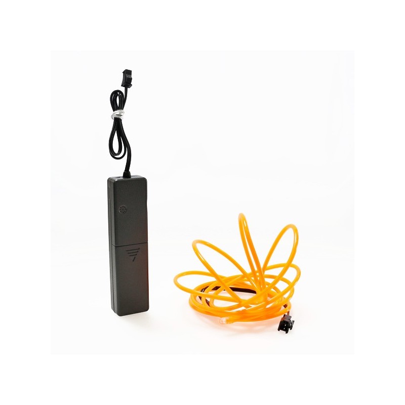 Orangefarbener Leuchtfaden 2m mit Batteriegehäuse Tonsensor