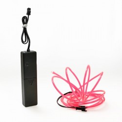 Fil lumineux rose 2m avec boîtier piles capteur de son