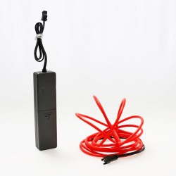 Cable luminoso rojo 2m con caja de pilas sensor de sonido