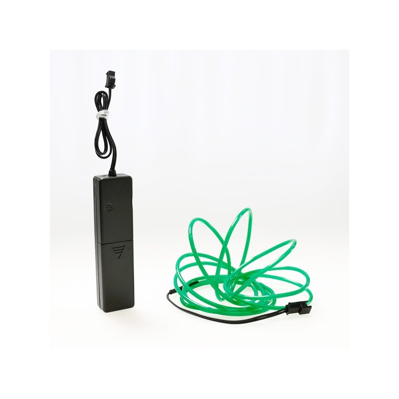 Cable luminoso verde 2m con caja de pilas sensor de sonido
