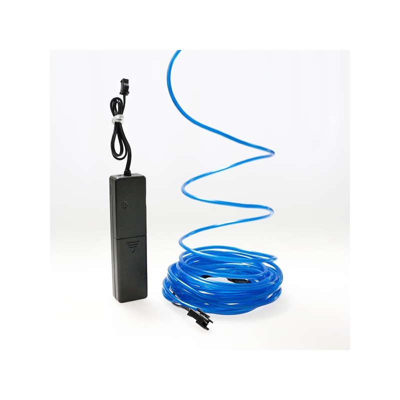 Cable luminoso azul 5m con pilas transformador sensor de sonido