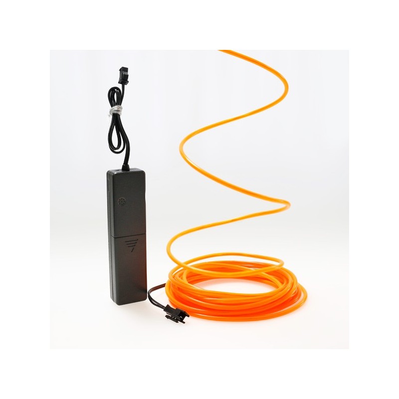 Cable luminoso naranja 5m con pilas transformador sensor de sonido