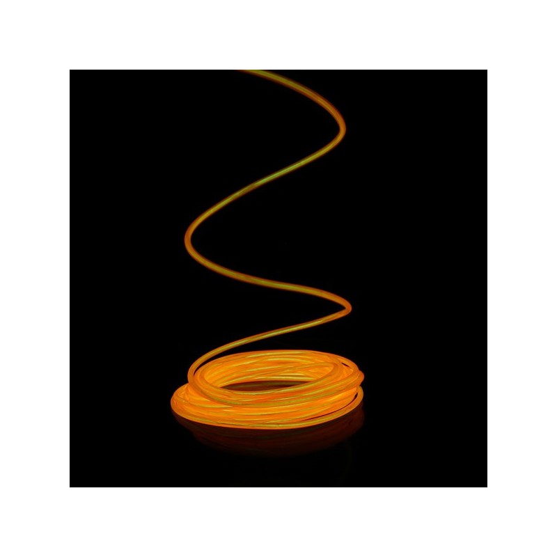 Cable luminoso naranja 5m con pilas transformador sensor de sonido