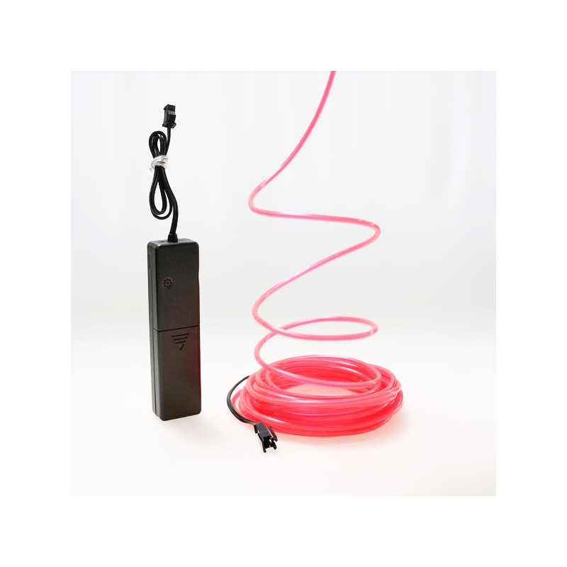 Cable luminoso rosa 5m con pilas transformador sensor de sonido