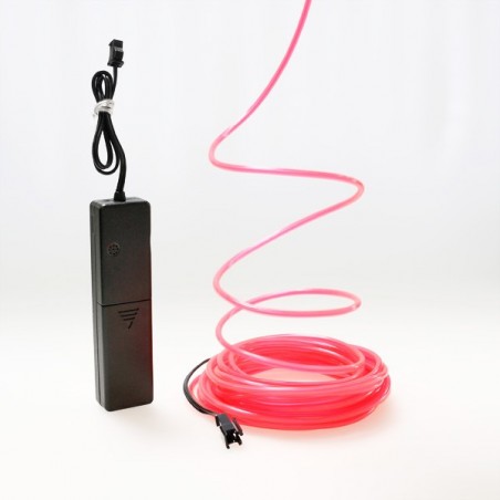 Cable luminoso rosa 5m con pilas transformador sensor de sonido