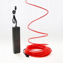 Cable luminoso rojo 5m con pilas transformador sensor de sonido