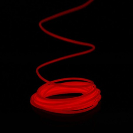 Cable luminoso rojo 5m con pilas transformador sensor de sonido
