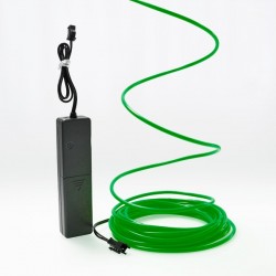 Cable luminoso verde 5m con pilas transformador sensor de sonido