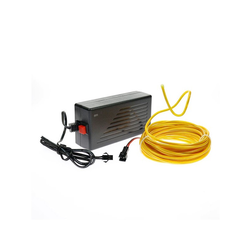 Cable luminoso flex amarillo de 5 m para decoración del hogar con transformador 220V + intermitente