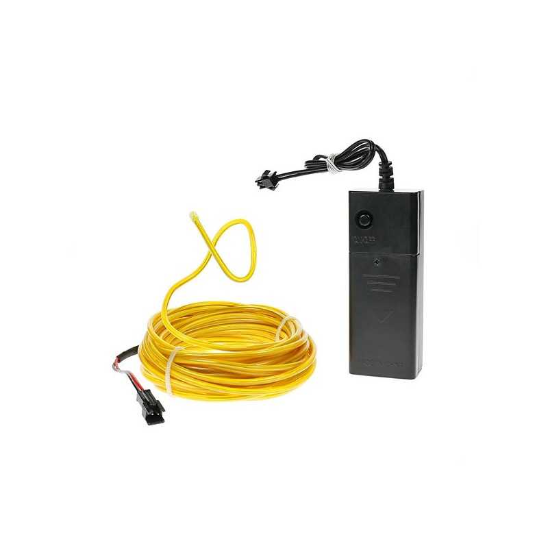 Cable luminoso flexiforme de ocio creativo amarillo a pilas de 5 m