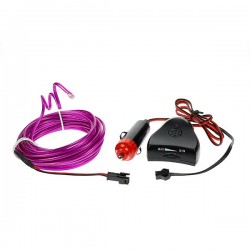 Bendable el wire 5m violet car tuning with sound sensor