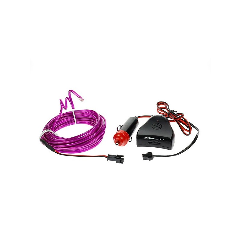 Cable luz moldeable 5m violeta tuning coche con sensor de sonido