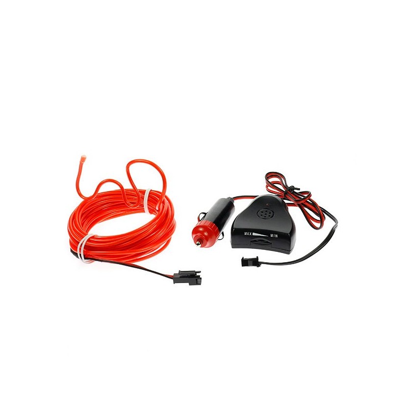 Cable luz moldeable coche tuning rojo 5m con sensor de sonido
