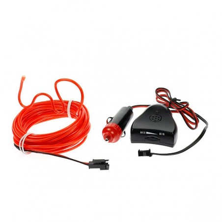 Bendable el wire red 5m tuning car with sound sensor