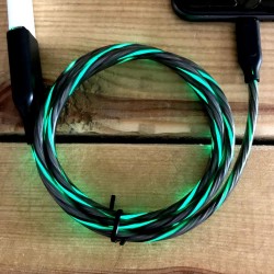 Cable cargador con luz verde para smartphone Android