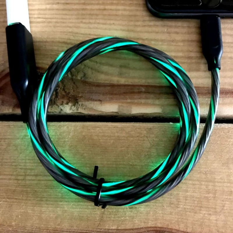 Luminous green charger lead for Android smartphone