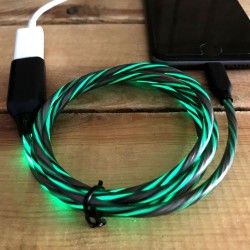 Cordon chargeur lumineux vert pour iPhone iOS