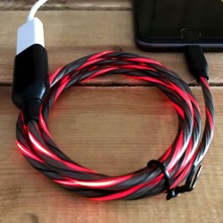 Cordon chargeur lumineux rouge pour iPhone iOS