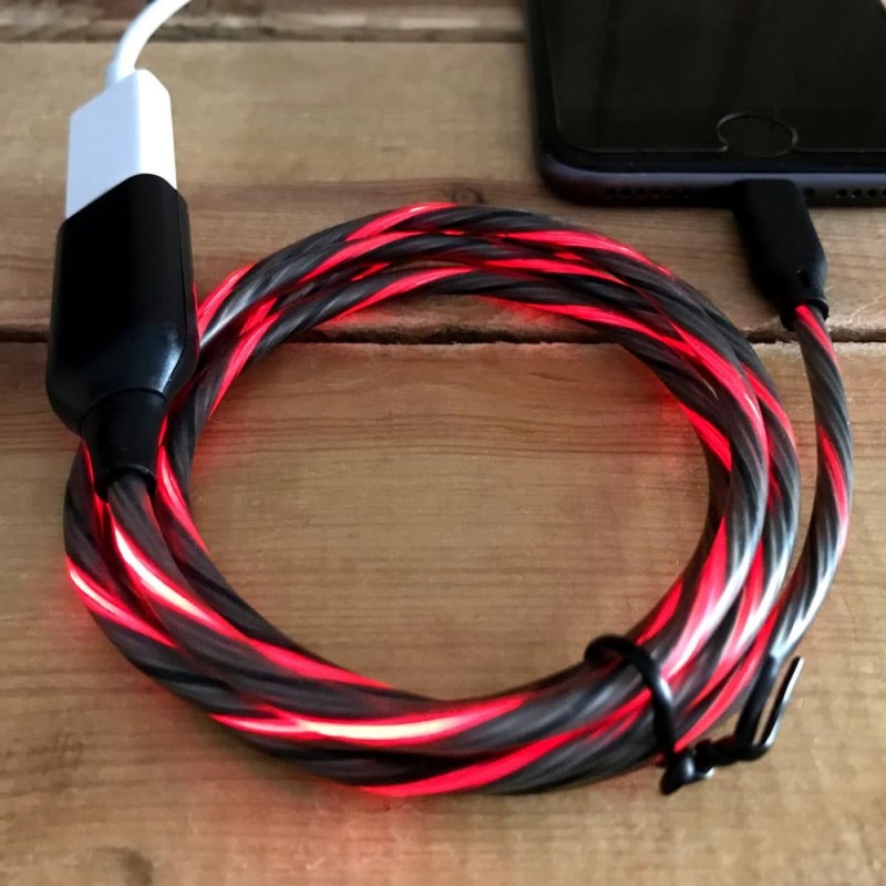 Luminous red charger cable for iPhone iOS