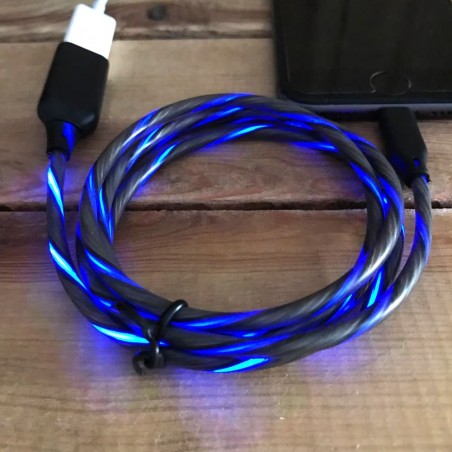 Blue luminous charger cord for iPhone iOS