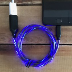 Cable cargador iluminado en azul para smartphone con conector Micro USB