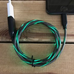 Illuminated green charger lead for smartphone with Micro USB connector