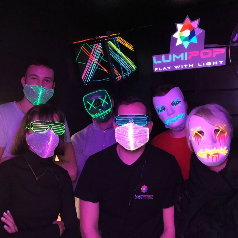 The LumIPop team with light masks