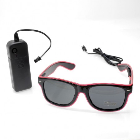 Gafas rosa brillante con caja de pilas y función intermitente