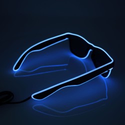 Bright blue glasses with battery box and flashing function