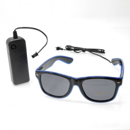 Gafas azules luminosas con caja de pilas y función intermitente