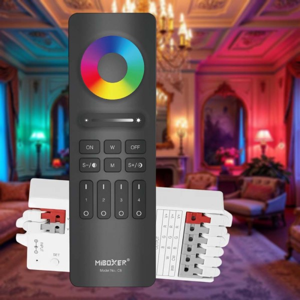 Contrôleur pour ruban LED multicolore et blanc RGBW avec télécommande